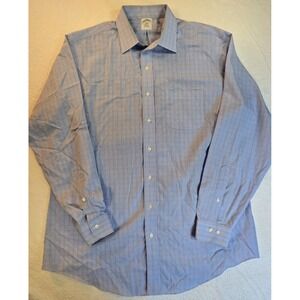 Brooks Brothers 1818 Regent Non Iron Size 17.5-6/7 Blue Check Dres Shirt